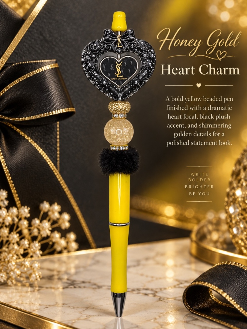 Honey Gold Heart Charm Pen